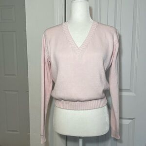 Brandy Melville Sweater Womens One Size Pink Long Sleeve V Neck Pullover Italy